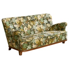 Swedish Designer, Sofa, Birch, Fabric, Sweden, 1940s