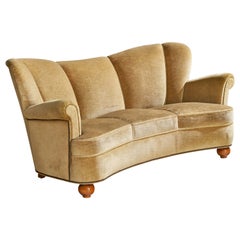 Swedish Designer, Sofa, Velvet, Wood, Sweden, 1930s