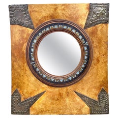 Rare Parchment and Copper Mirror by Carlo Bugatti