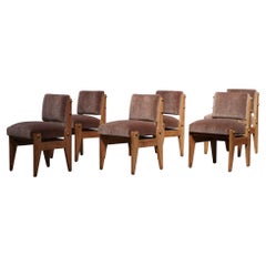 Chambron Oak Dining Chairs, Mohair - Set of 6