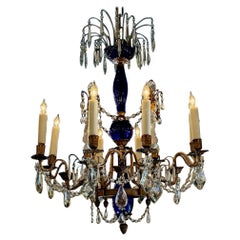 Russian Gilt Bronze and Cobalt Chandelier