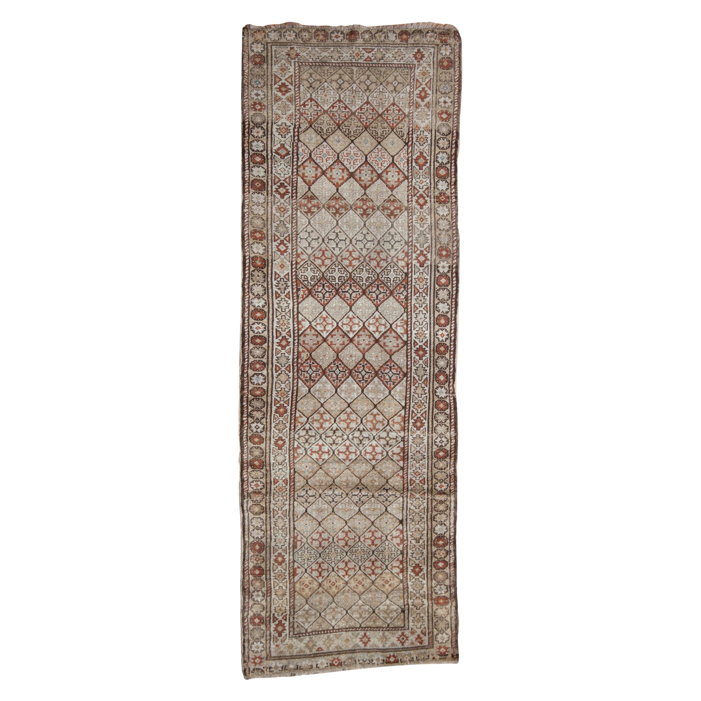 Vintage Distressed Kaukasischer Teppich Läufer