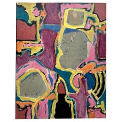 Vintage Boho Original Abstract Oil Painting on Board