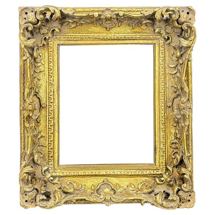 Small French Art Frame In the Style of Rococo Rectangular Gold Gilded ...