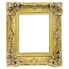 Small French Art Frame In the Style of Rococo Rectangular Gold Gilded