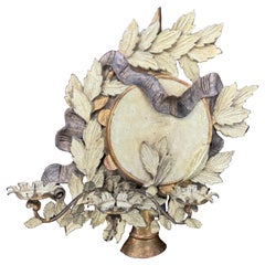 Italian Three Arm Candle Gilt Wood Wall Sconce Painted