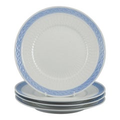 Royal Copenhagen Blue Fan, four dinner plates. 1960s/70s