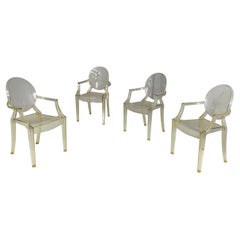 Moderne italienische gelbe Kunststoffstühle Louis Ghost von Starck Kartell, 2000-2010er Jahre
