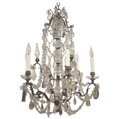19th Century French Bronze and Crystal Baccarat Chandelier