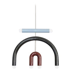 Lampe suspendue en céramique 'TRN F3' par Pani Jurek, Silver, Steel Blue, Black, Brown