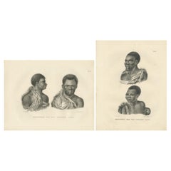 Inhabitants of Van Diemen's Land, lithographies de C.C. Dernière, 1836, Tasmanie