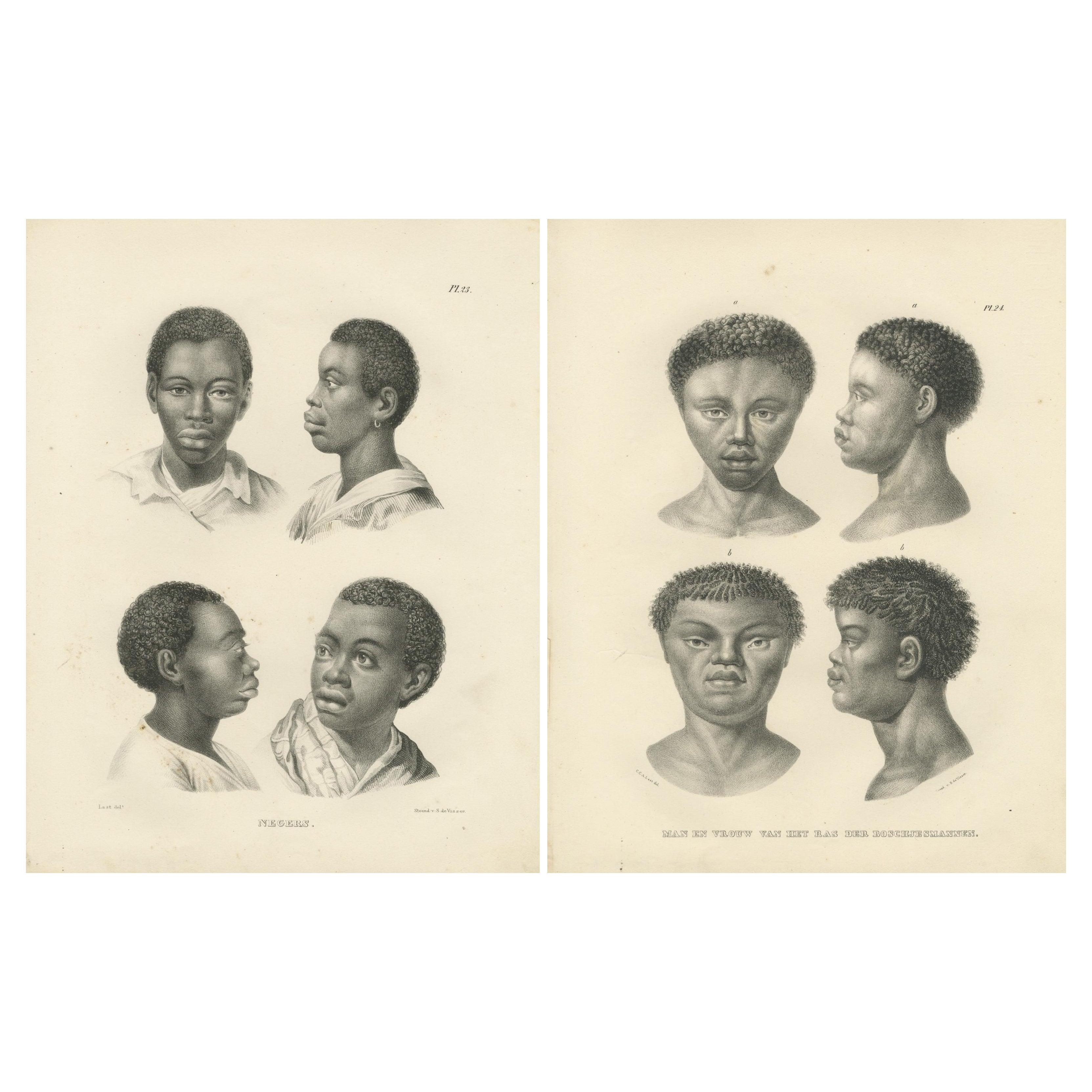 Retratos de negros y bosquimanos, litografías de C. Last, 1836, Estudios etnográficos