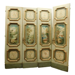 N.2 double doors in richly painted wood, lacquered back, Italy