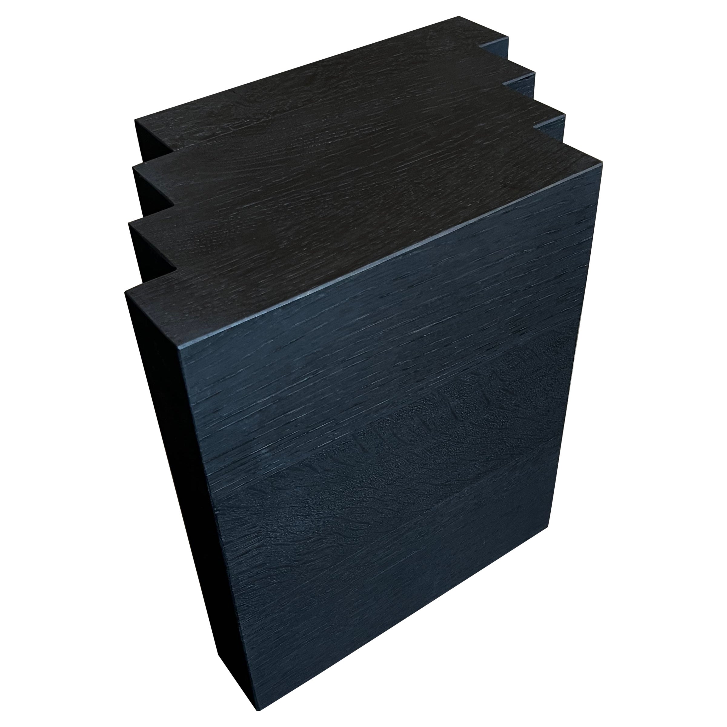Brutalist Side Table Solid Black Oak - Cadence by Mokko