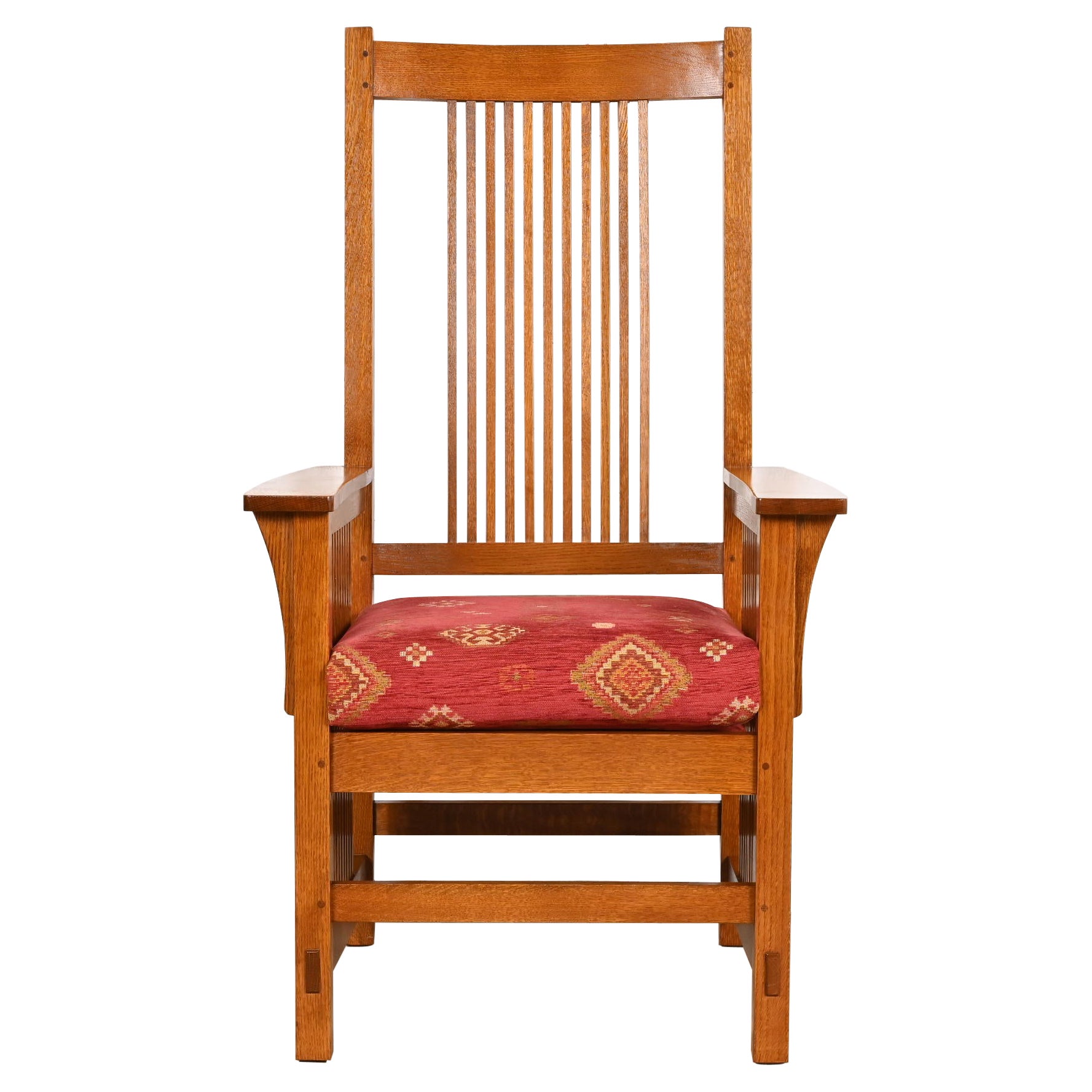 Stickley Mission Oak Arts & Crafts Spindle High Back Arm Chair