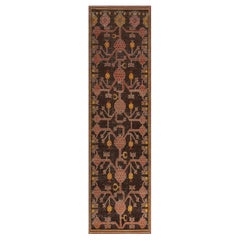 Alfombra Khotan de Lana Marrón Granada Antigua Tejida a Mano