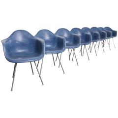 Rare Blue Fiberglass Shell Chairs by Charles Eames for Herman Miller