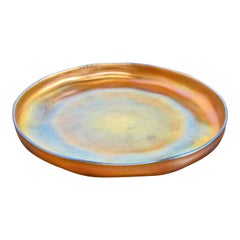 Piatto o vassoio in vetro artistico iridescente Louis Comfort Tiffany Favrile