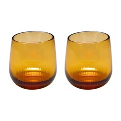 siglo XXI Federico Peri Stilla Liquida Ambar Amarillo 2-Pequeños Vasos Murano