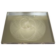 Vintage Greg Copeland Lace Texture Glass & Aluminum Infinity Mirror Signed