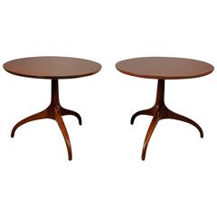 Sculptural Pair of Walnut Side Tables with Wishbone Base by Heritage Henredon