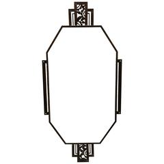 French Art Deco Geometric Flower Wrought-Iron Mirror