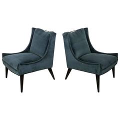 Pair of Mohair Slipper Chairs in the Manner of Harvey Probber, 1950s