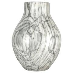 Vintage Large Handmade Vase in Wildly Grained Carrara Marble, Italy, 1950s