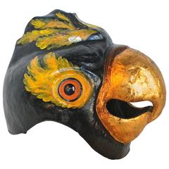 Vintage Black Hooded Conure Carnival Mask