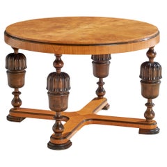 Designer suédois, table d'appoint, orme, bouleau, Suède, années 1930