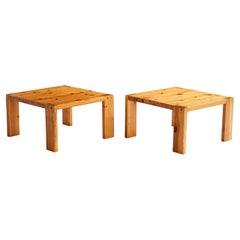 Schwedischer Designer, Beistelltische, Kiefernholz, Schweden, 1970er Jahre