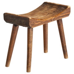 Schwedischer Designer, Hocker, Kiefernholz, Schweden, 1940er Jahre