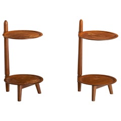 Danish Designer, End Tables, Beech, Walnut, Denmark, 1940s
