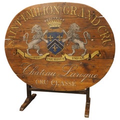 Table de dégustation de vin de Vendange française peinte Grand Cru de Saint Emilion, 19ème siècle