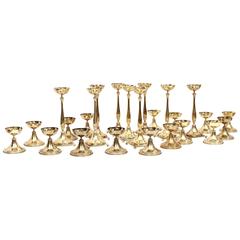 Large Brass Candlestick Collection by Gunnar Andersen for Ystad Metall