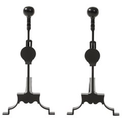 Französische Art-Deco-Eisen-Andirons aus den 1940er Jahren