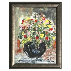 Vintage Boho Andrew Plum Abstract Floral Original Painting