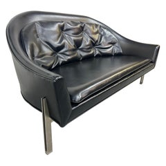 Mid-Century Modern Edward Axel Roffman Black Vinyl Loveseat