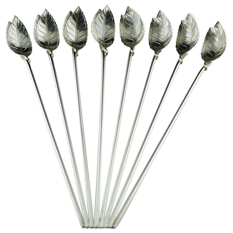 Tiffany and Co Sterling Mint Julep Spoons / Straws Set of 8 at
