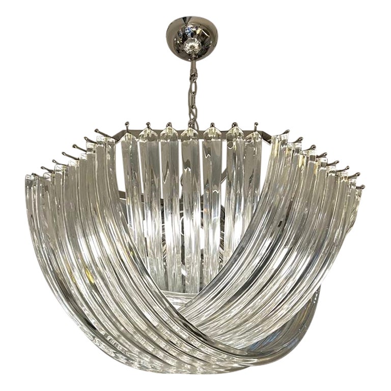 Murano Curved Crystal Chandelier by Carlo Nason