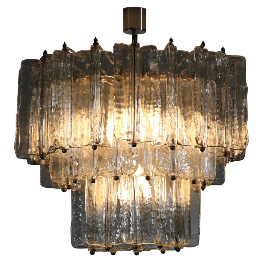 Large Italian Murano glass chandelier by venini 60's For Sale