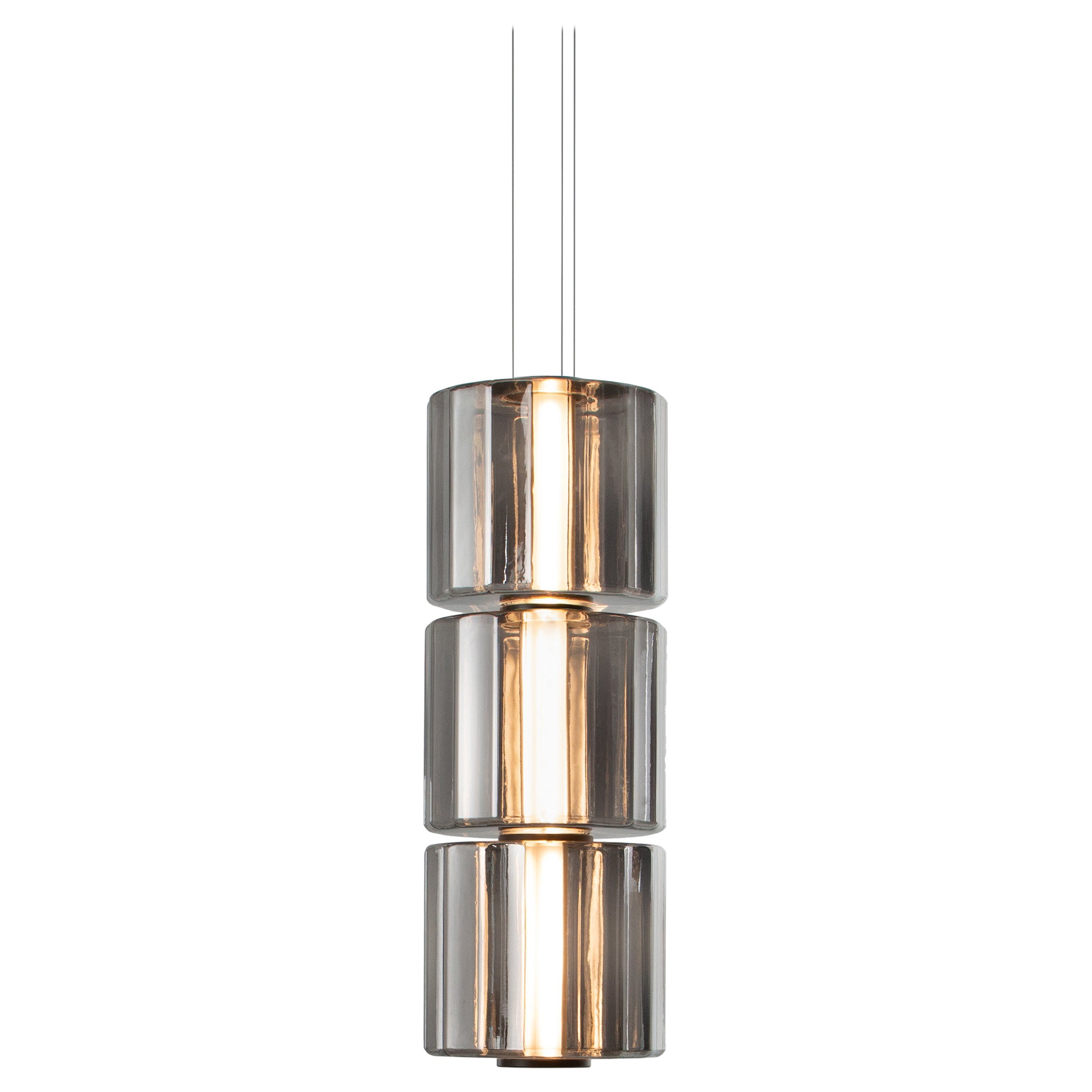 Lampada a sospensione contemporanea 'Column' 300 - 3, verticale, carbonio