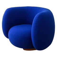 Round Armchair EOF-1 by Emmanuel Outy, Oak feets and fabric, Crafted in France