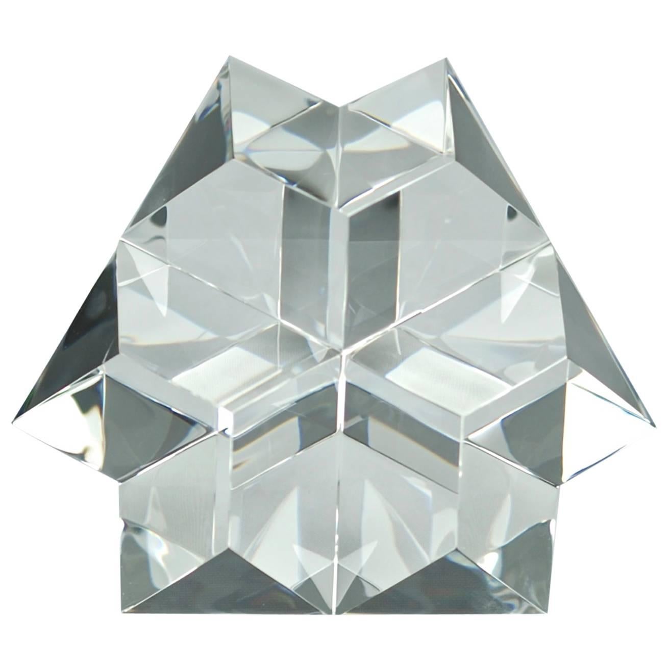 Stunning Mid-Century Modern Art Glass Abstract Sculpture 13 Heavy Lead Crystal Figurine 6 Lbs