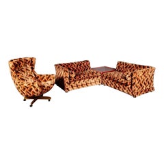 Mid Century Modular Fabric Corner Sofa & Lounge Chair Vintage Retro MCM