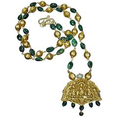 Antique Indian Jewelry, Gold Repusse Necklace