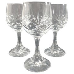 Set di 3 bicchieri di cristallo vintage con taglio boemo, anni '80