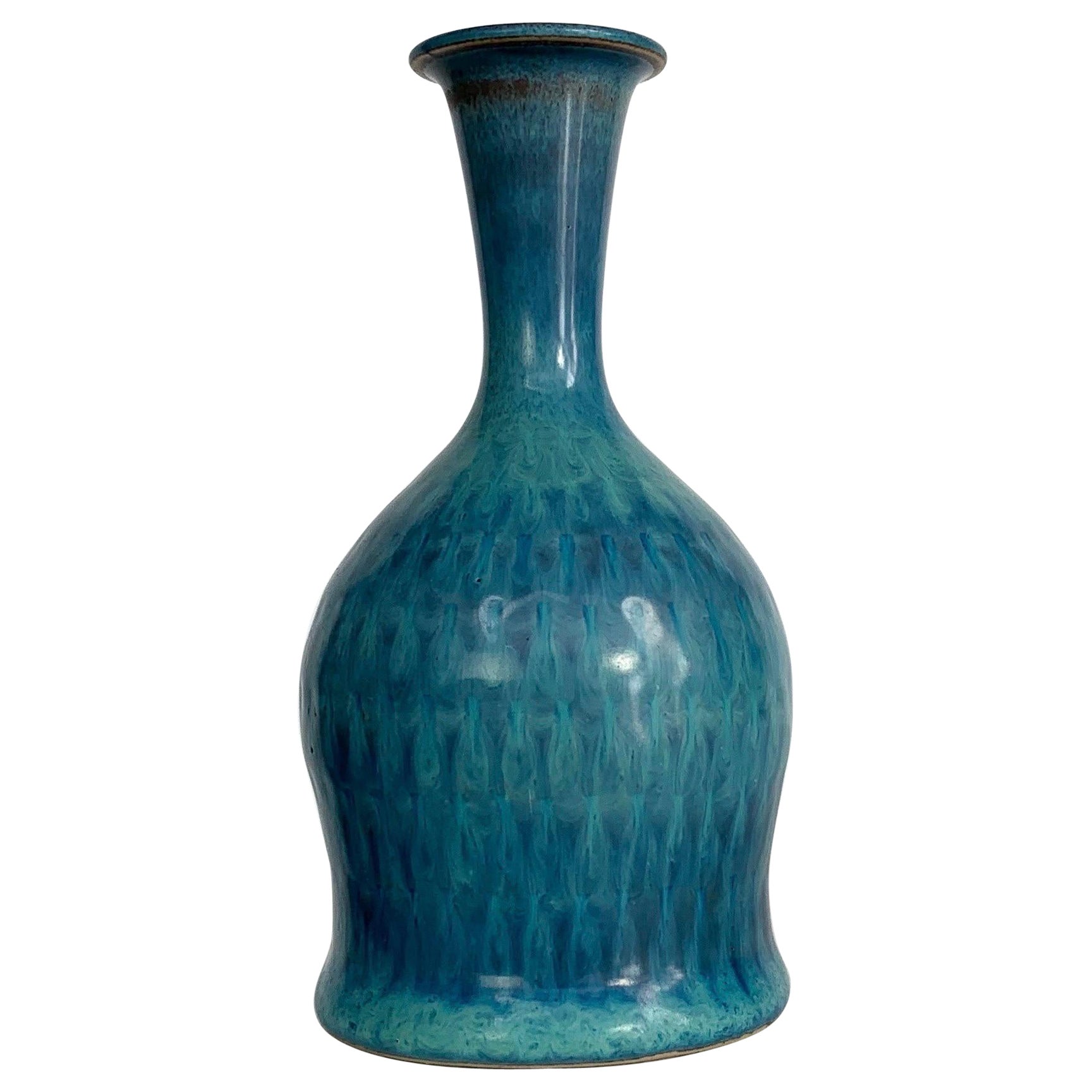 Vaso unico Stig Lindberg Gustavsberg Svezia smalto blu 1963