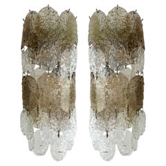 Pair of Cascade Torcello Murano Glass Sconces by Vistosi, Italy, 1970s