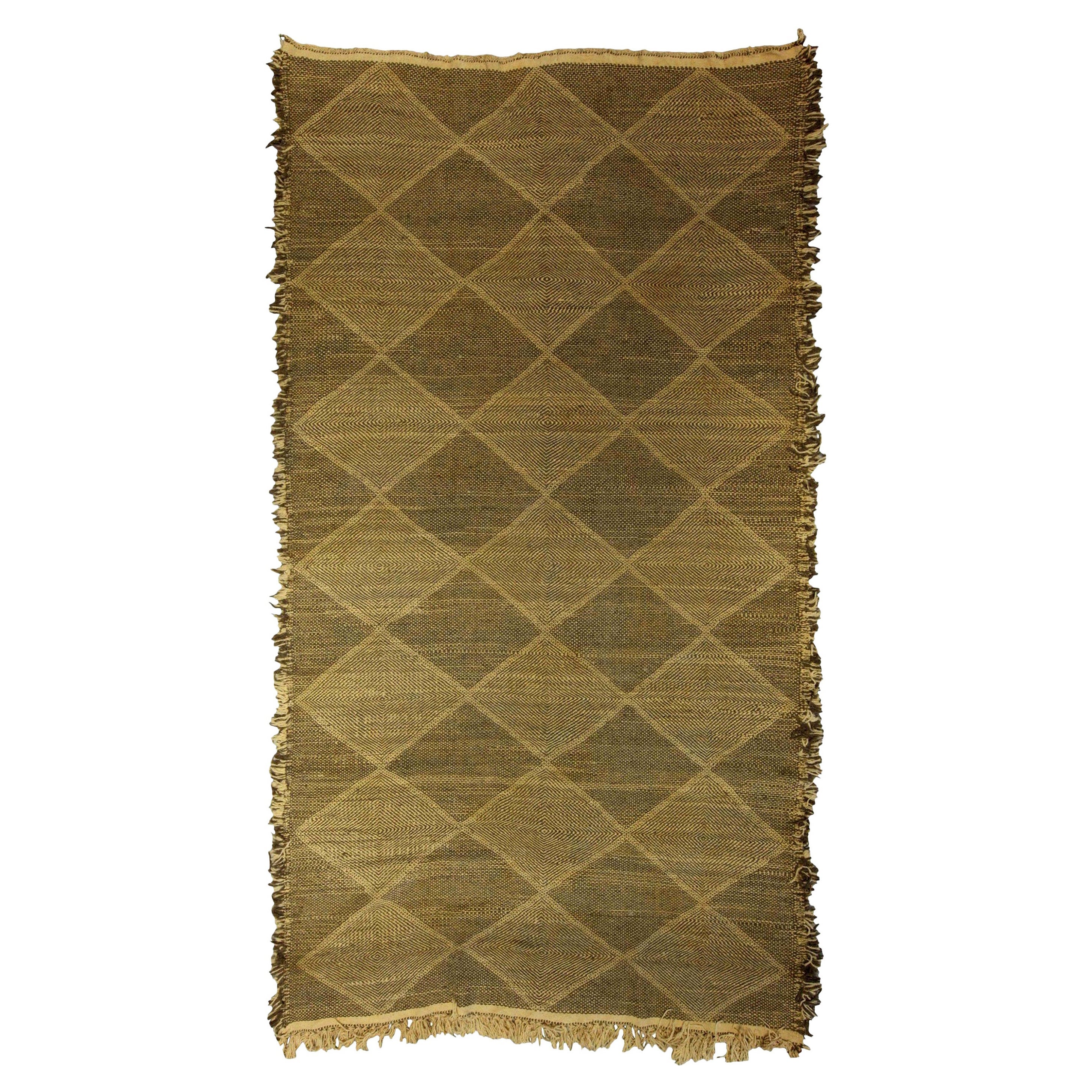 Zeitgenössischer Flachgewebe-Teppich in Diamantform in Braun und Beige von Doris Leslie Blau